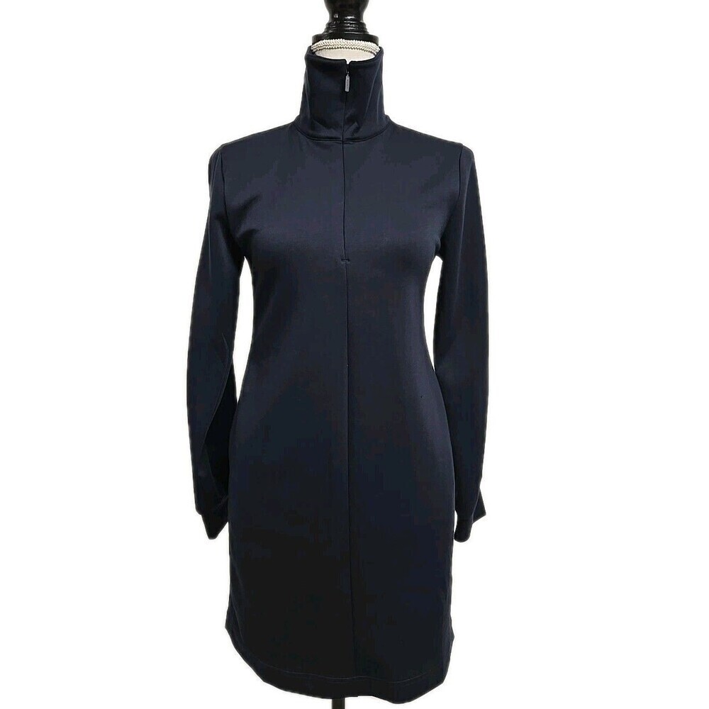 ATHLETA Allure 1/4 Zip Long Sleeve Dress Navy Blue Pockets Women’s‎ Size XXS
